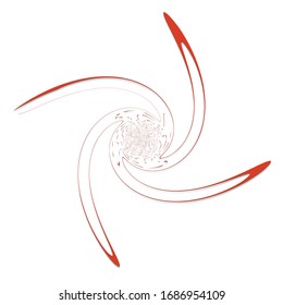 Single-colored,monochrome twirl, swirl. Shape with rotation, spin, spiral distortion. Helix, volute and twine design element
