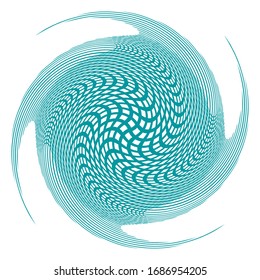 Single-colored,monochrome twirl, swirl. Shape with rotation, spin, spiral distortion. Helix, volute and twine design element