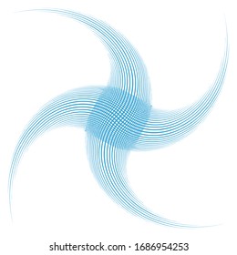 Single-colored,monochrome twirl, swirl. Shape with rotation, spin, spiral distortion. Helix, volute and twine design element