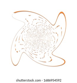 Single-colored,monochrome twirl, swirl. Shape with rotation, spin, spiral distortion. Helix, volute and twine design element