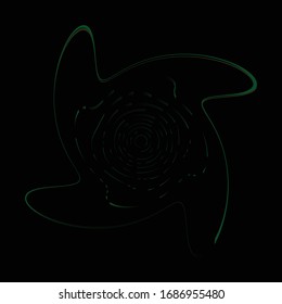 Single-colored,monochrome twirl, swirl. Shape with rotation, spin, spiral distortion. Helix, volute and twine design element