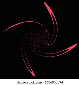 Single-colored,monochrome twirl, swirl. Shape with rotation, spin, spiral distortion. Helix, volute and twine design element