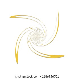 Single-colored,monochrome twirl, swirl. Shape with rotation, spin, spiral distortion. Helix, volute and twine design element