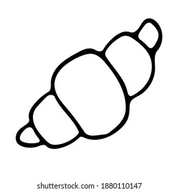 Single-element hand-drawn croissant icon. Vector illustration of doodles for cafes and restaurants, cute postcards and culinary design.