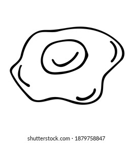 Single-element hand-drawn fried egg icon. Vector illustration of doodles for cafes and restaurants, cute postcards and culinary design.