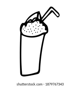Single-element hand-drawn milkshake icon. Vector illustration of doodles for cafes and restaurants, cute postcards and culinary design.