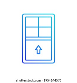 Single-hung windows gradient linear vector icon. Single movable sash with raise from bottom. Vertical-sliding window. Thin line color symbols. Modern style pictogram. Vector isolated outline drawing