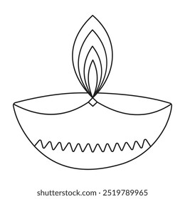 Single-line art Diwali lamp vector illustration design