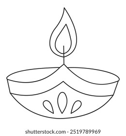 Single-line art Diwali lamp vector illustration design