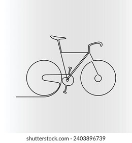 Dibujo continuo en bicicleta de una sola línea, dibujo vectorial, e ilustración en bicicleta de un contorno de una línea