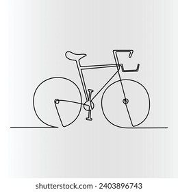 Single-line continuous bicycle drawing vector art and one-line outline bicycle illustration