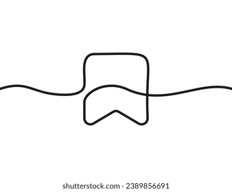 A single-line drawing of a bookmark. Continuous line bookmark icon. One line icon.