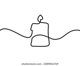 A single-line drawing of a candle. Continuous line candle icon. One line icon.