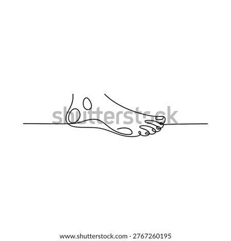 A single-line drawing creates a delicate and modern representation of a human foot.