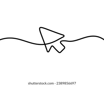 A single-line drawing of a cursor. Continuous line cursor icon. One line icon.