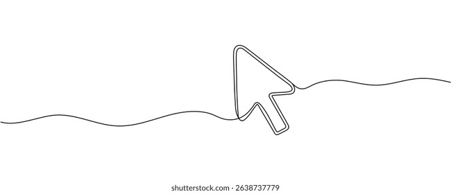 A single-line drawing of a cursor. Continuous line cursor icon. One line icon. Editable stroke