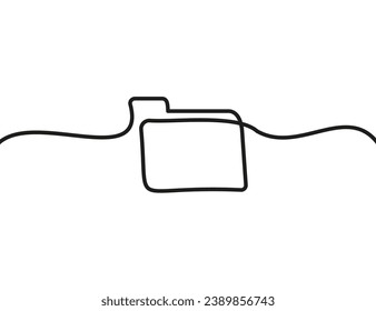 A single-line drawing of a folder. Continuous line folder icon. One line icon.