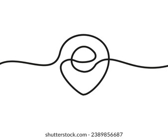 A single-line drawing of a geolocation. Continuous line geolocation icon. One line icon.