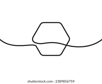 A single-line drawing of a hexagon. Continuous line hexagon icon. One line icon. Vector illustration