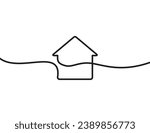 A single-line drawing of a house. Continuous line house icon. One line icon.