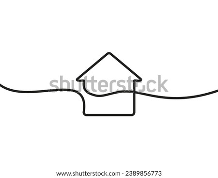 A single-line drawing of a house. Continuous line house icon. One line icon.