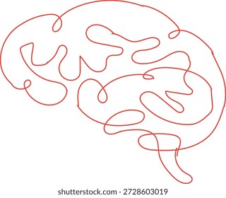 un dibujo de una sola línea de un cerebro humano. El estilo minimalista se utiliza a menudo para representar conceptos