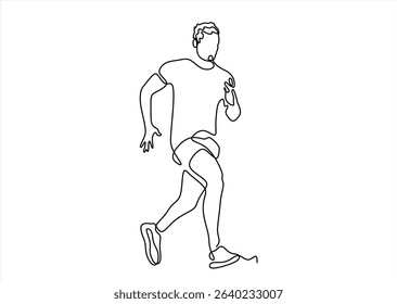 Single-line drawing of a man running. Continuous Line. line icon-continuous line drawing. Editable stroke.
