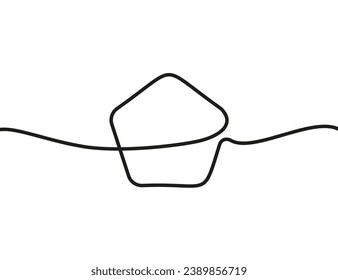 A single-line drawing of a pentagon. Continuous line pentagon icon. One line icon.