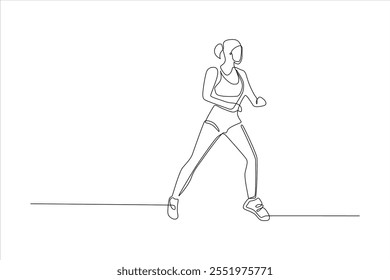 Single-line drawing of a woman exercising.