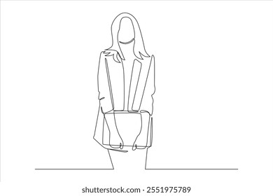 Single-line drawing of woman in jacket.