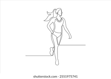Single-line drawing of a woman runner.