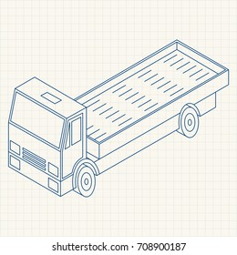 Single-line illustration Vehicle in isometric vector