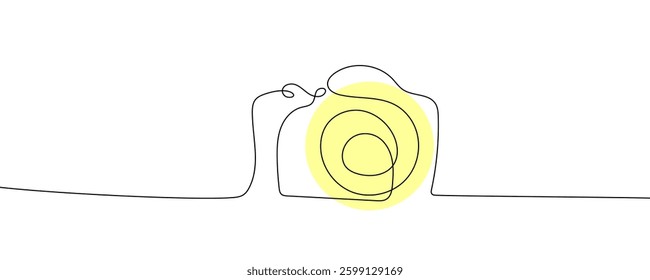 Single-line photography camera illustration, showcasing an artistic and minimal approach to camera design. Perfect for vector art, icons, and modern branding