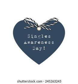 Singles awareness day with heart and bow in twine style