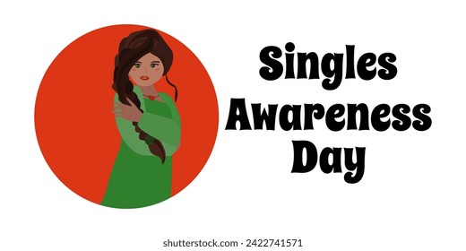 Singles Awareness Day, simple horizontal holiday poster or banner vector illustration design