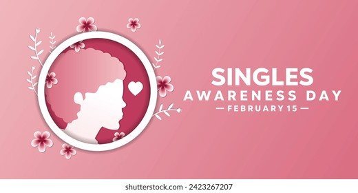 Singles Awareness Day. Women and Heart.Banners, cards, posters, social media and more. Pink Background.