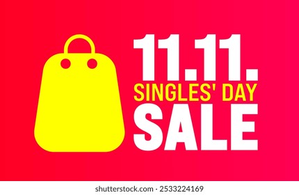 Singles' Day 11.11. Verkauf Hintergrund oder Banner Design-Vorlage wird jedes Jahr im November beobachtet. Urlaubskonzept. Vorlage für Karte, Poster, Plakat, Vorlage.