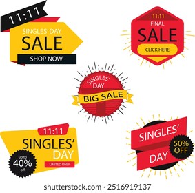 singles day badge collection vector