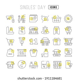 Singles Day. Collection of perfectly thin icons for web design, app, and the most modern projects. The kit of signs for category Holidays.