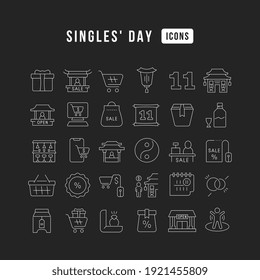 Singles Day. Collection of perfectly thin icons for web design, app, and the most modern projects. The kit of signs for category Holidays.