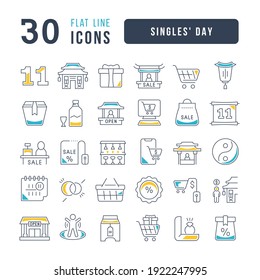 Singles Day. Collection of perfectly thin icons for web design, app, and the most modern projects. The kit of signs for category Holidays.