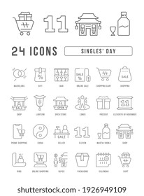 Día de los Solteros. Colección de iconos perfectamente delgados para el diseño web, aplicación y los proyectos más modernos. El kit de carteles de la categoría Vacaciones.