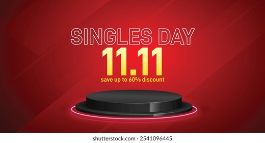 Singles Day. Singles Day Sale creative banner, poster, social media post, background, backdrop, template, postcard, greetings card design etc. 