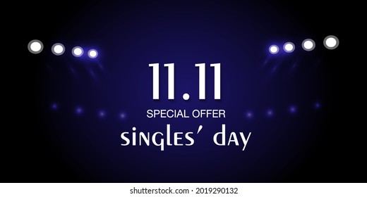 Singles Day Sale Day Holiday Banner - November 11 Chinese Shopping Day Sale - 11.11.