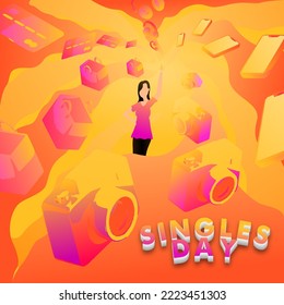 diseño de fondo del día de compras de singles