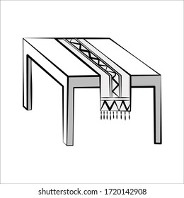Ein Einzelstück ist ein Esstisch und Stuhl. Im Stil einer Kinderzeichnung. Design für Gewebe, Schachtel, Verpackungspapier, Postkarten, Aufkleber, Innendekoration des Ladengeschäfts