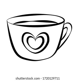 A single-standing object is a mug or glass. In the style of a child's drawing. Design for fabric, boxes, packaging paper, postcards, stickers, interior design website, shop decor.