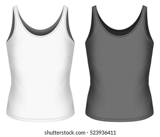 Singlet for girls. Children's sleeveless shirt. Fully editable handmade mesh. Vector illustration.