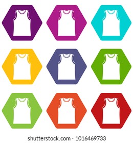 Singlet icon set many color hexahedron isolated on white vector illustration