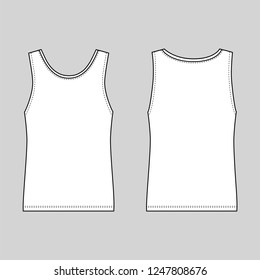 Singlet man template (front, back views), vector illustration isolated on background